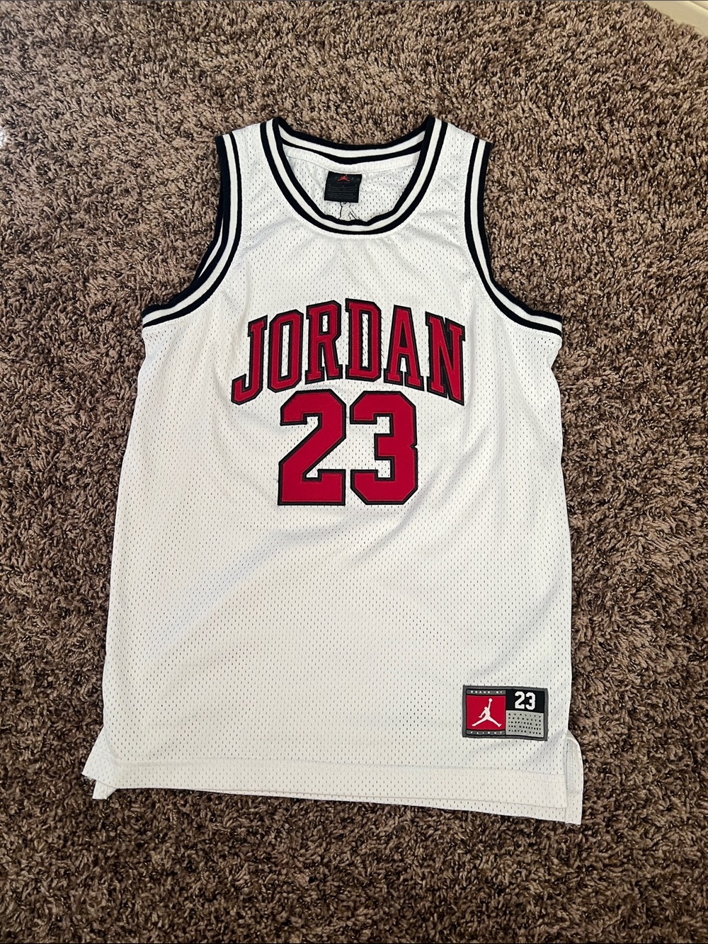 Jordan White & Red 23 Mesh Basketball Jersey